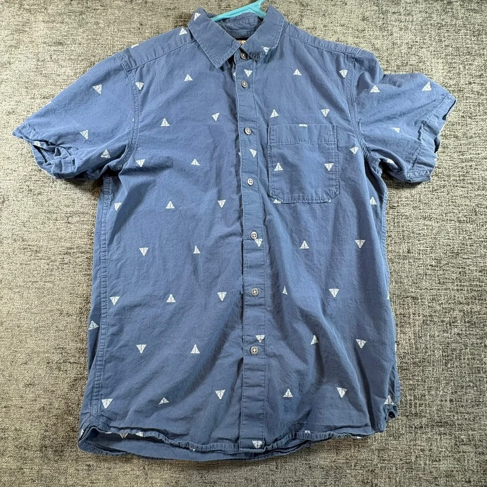 The North Face Button Down Shirt Mens Small Blue Geometric Tree NF0A48V9